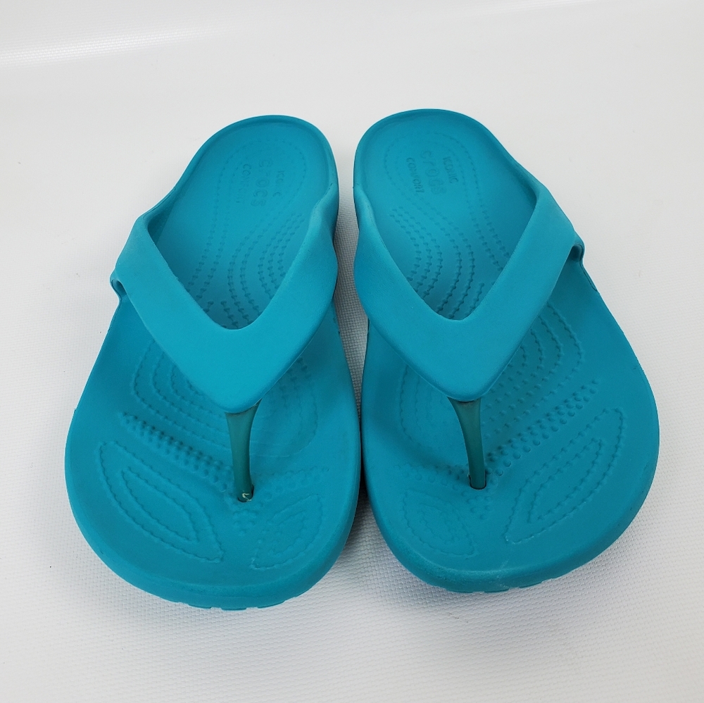 Crocs Tiffany Blue Slip On Thong Sandals - Picture 3 of 7